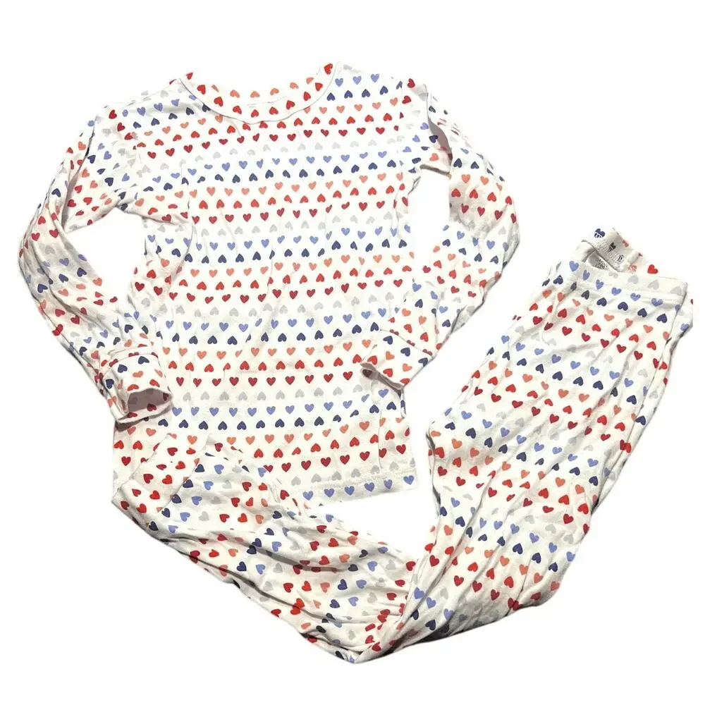 Baby Gap Organic Cotton Pajamas Size 5 Twins Heart Allover